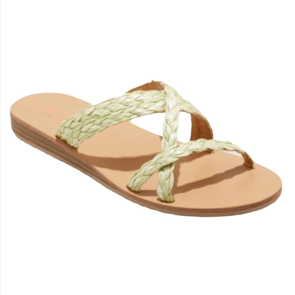 Universal Thread NTW Opal Strappy Slide Sandals Womens Sage Green Woven Size 10